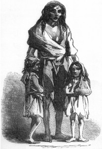 A starving mother and her children, victims of the Great Famine of 1845-1850.